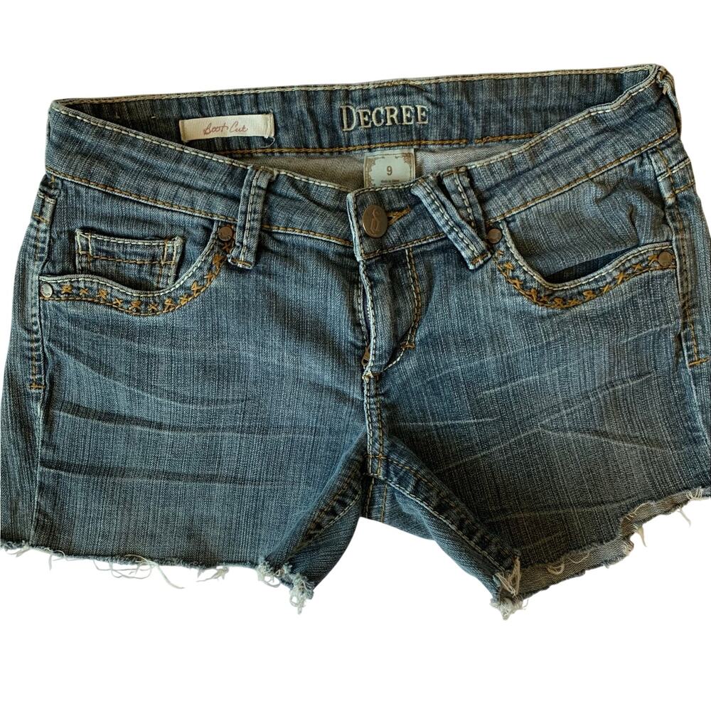 Decree Juniors Sz 9 Boot Cut Blue Jean Cut Off Shorts Western 3.5" Inseam Short